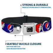 Grateful Dead Seatbelt Buckle Pet Collar | Steal Your Face + Large Lightning Bolt (Steal Your Face Buckle)