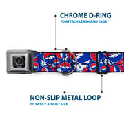 Grateful Dead Seatbelt Buckle Pet Collar | Steal Your Face Stacked (Steal Your Face B/W Buckle)