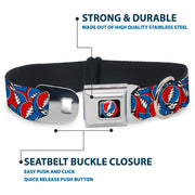 Grateful Dead Seatbelt Buckle Pet Collar | Steal Your Face Stacked (Steal Your Face Buckle)