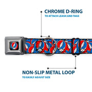 Grateful Dead Seatbelt Buckle Pet Collar | Steal Your Face Stacked (Steal Your Face Buckle)