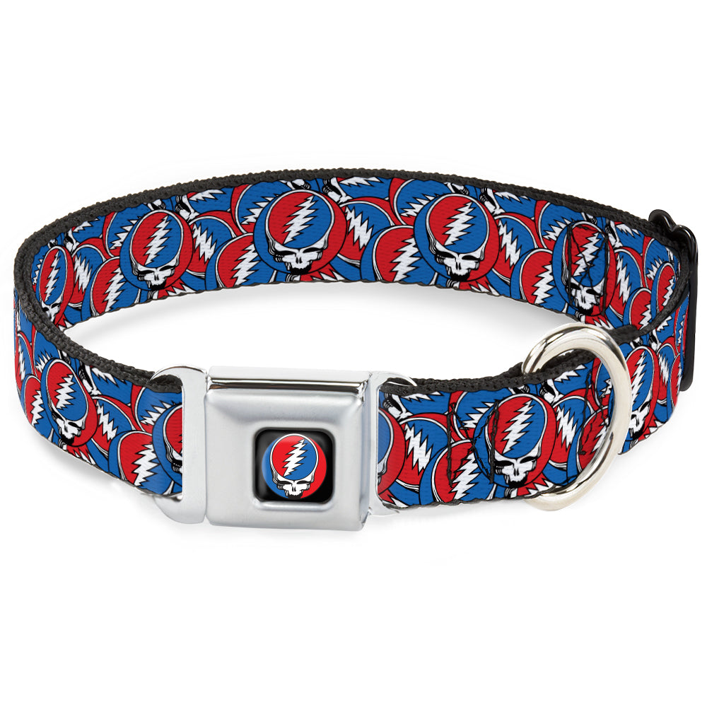 Grateful Dead Seatbelt Buckle Pet Collar | Steal Your Face Stacked (Steal Your Face Buckle)