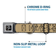 Grateful Dead Seatbelt Buckle Pet Collar | Tan/Black Dancing Bears (Dancing Bear Buckle)
