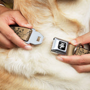 Grateful Dead Seatbelt Buckle Pet Collar | Tan/Black Dancing Bears (Dancing Bear Buckle)