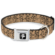 Grateful Dead Seatbelt Buckle Pet Collar | Tan/Black Dancing Bears (Dancing Bear Buckle)