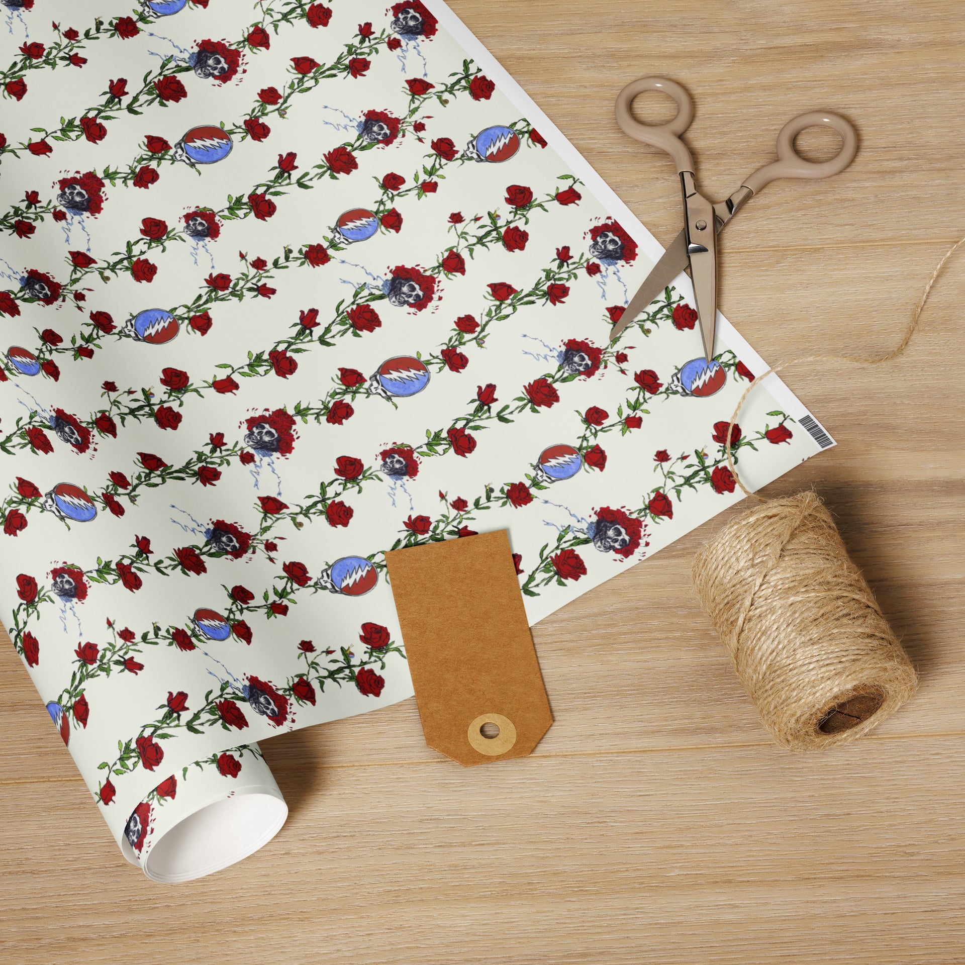 Grateful Dead Skull & Roses Gift Wrapping Paper