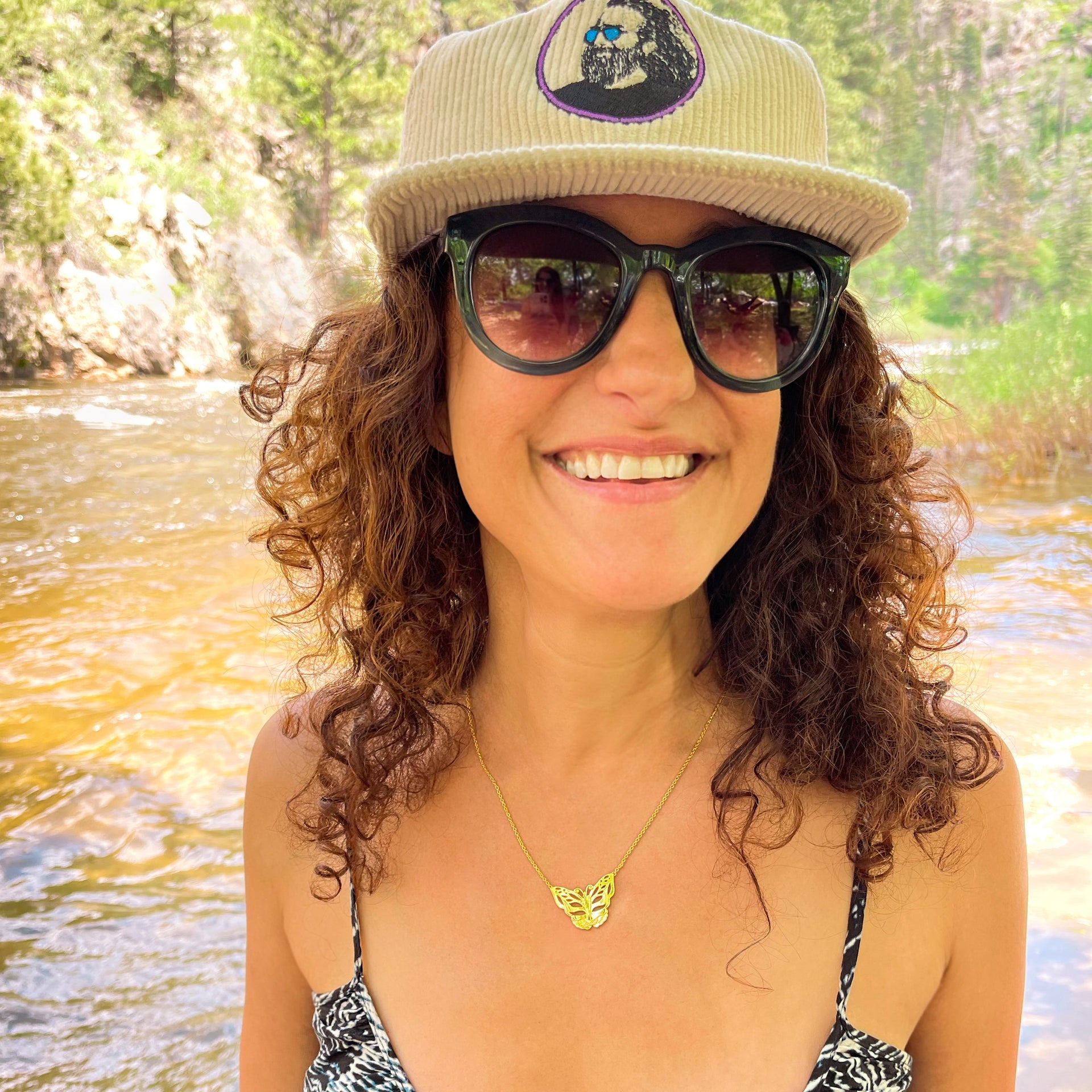 Grateful Dead Steal Your Face Butterfly Necklace | Gold