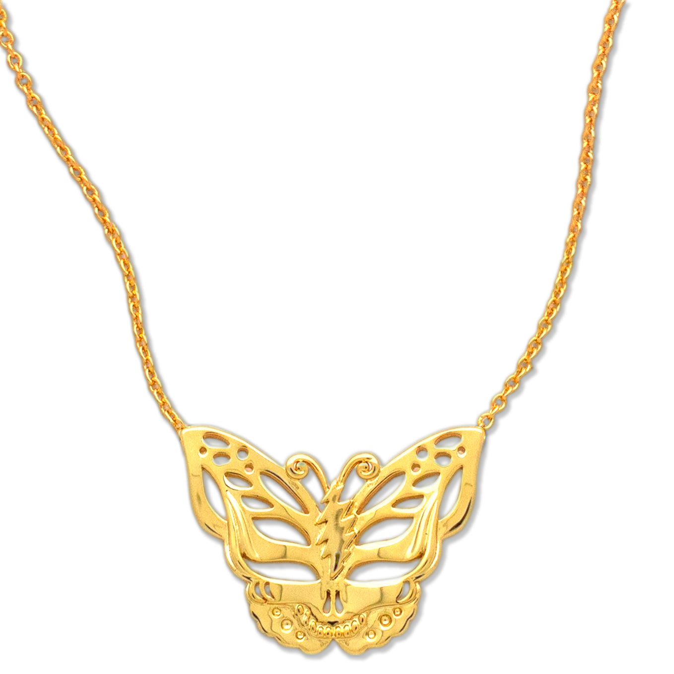 Grateful Dead Steal Your Face Butterfly Necklace | Gold