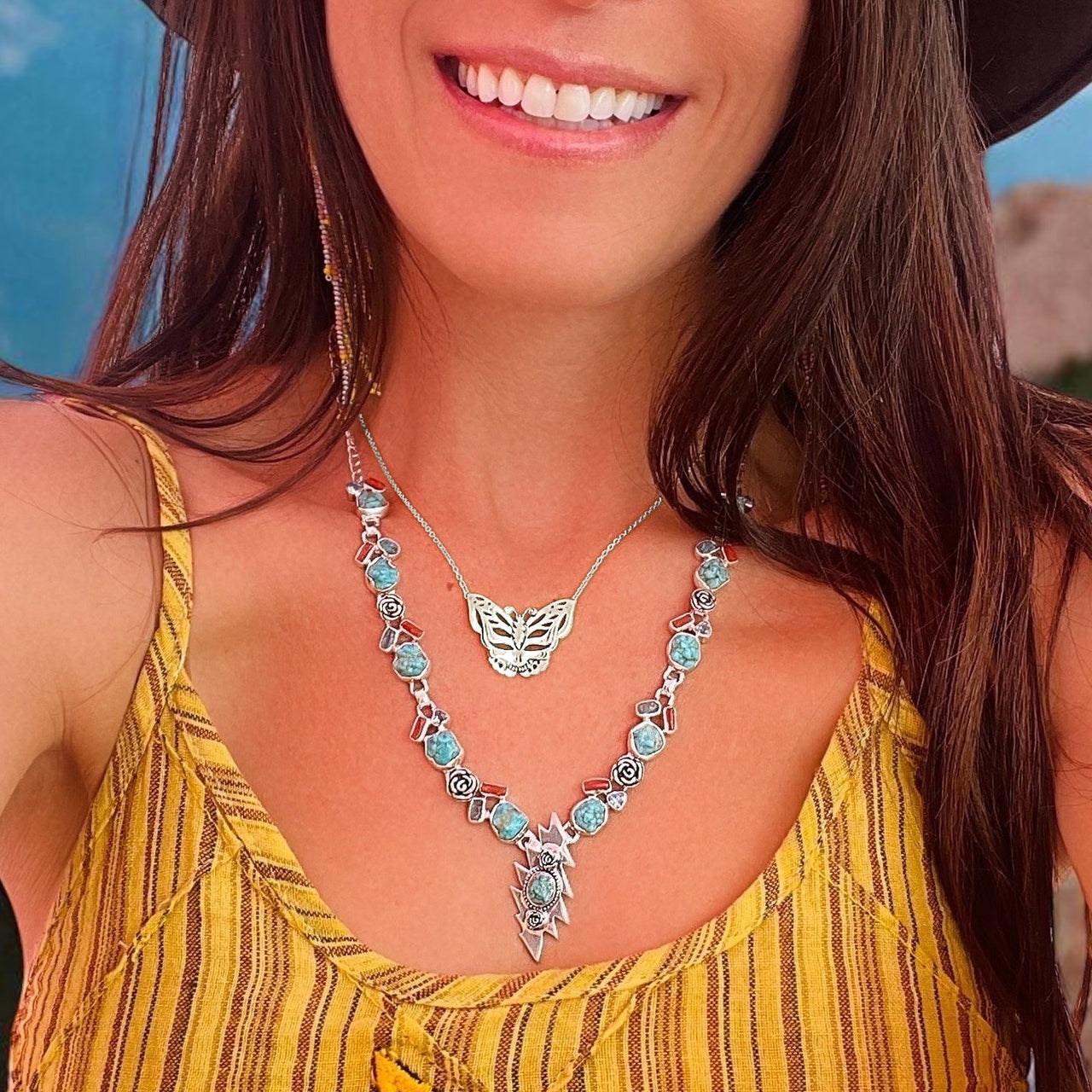 Grateful Dead Steal Your Face Butterfly Necklace | Silver