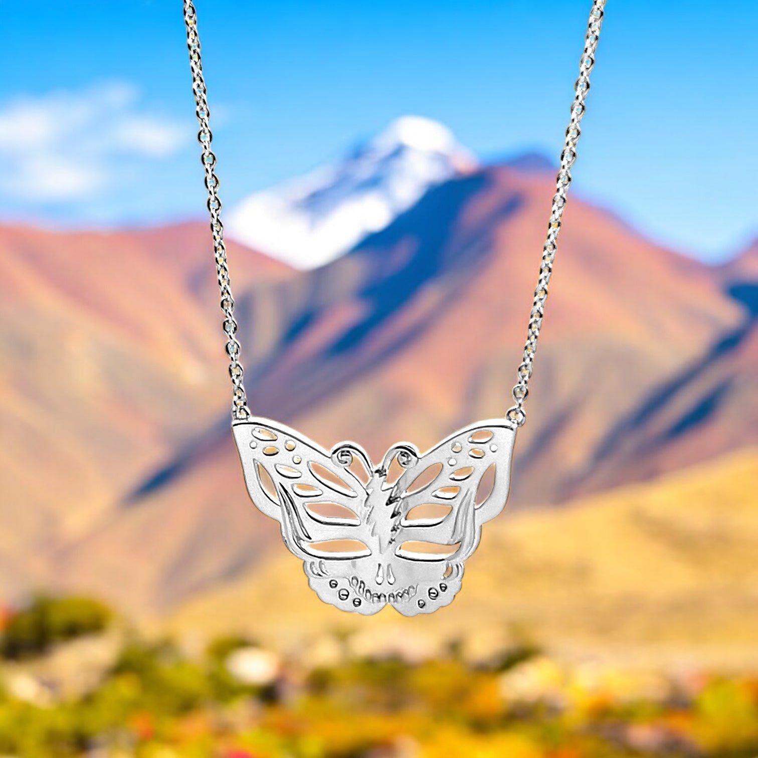 Grateful Dead Steal Your Face Butterfly Necklace | Silver