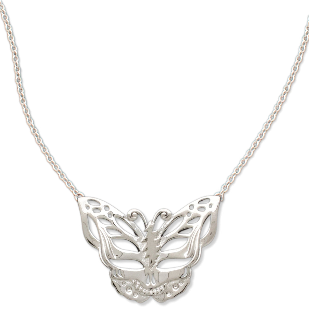 Grateful Dead Steal Your Face Butterfly Necklace | Silver