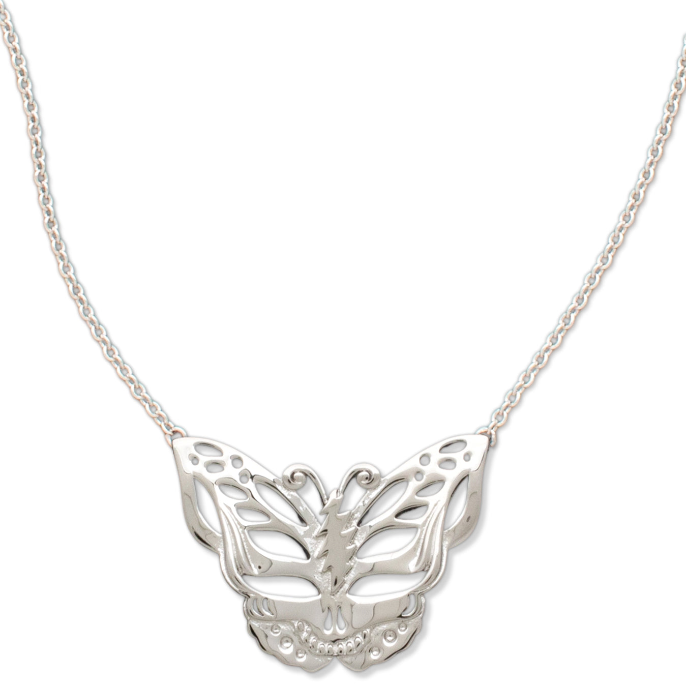 Grateful Dead Steal Your Face Butterfly Necklace | Silver