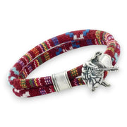 Grateful Dead Terrapin Station Sterling Silver Scarlet Red Cloth Rope Bracelet - Front