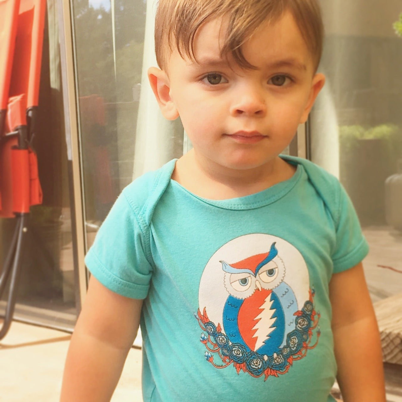 Grateful Dead Owl Short Sleeve Baby Onesie