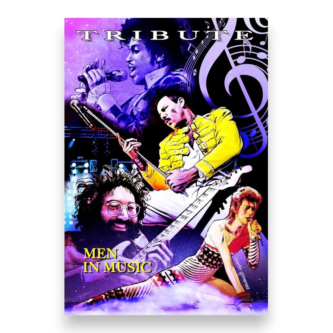 Tribute: Men in Music: Prince, David Bowie, Jerry Garcia & Freddie Mercury (Paperback) Books by splitShops