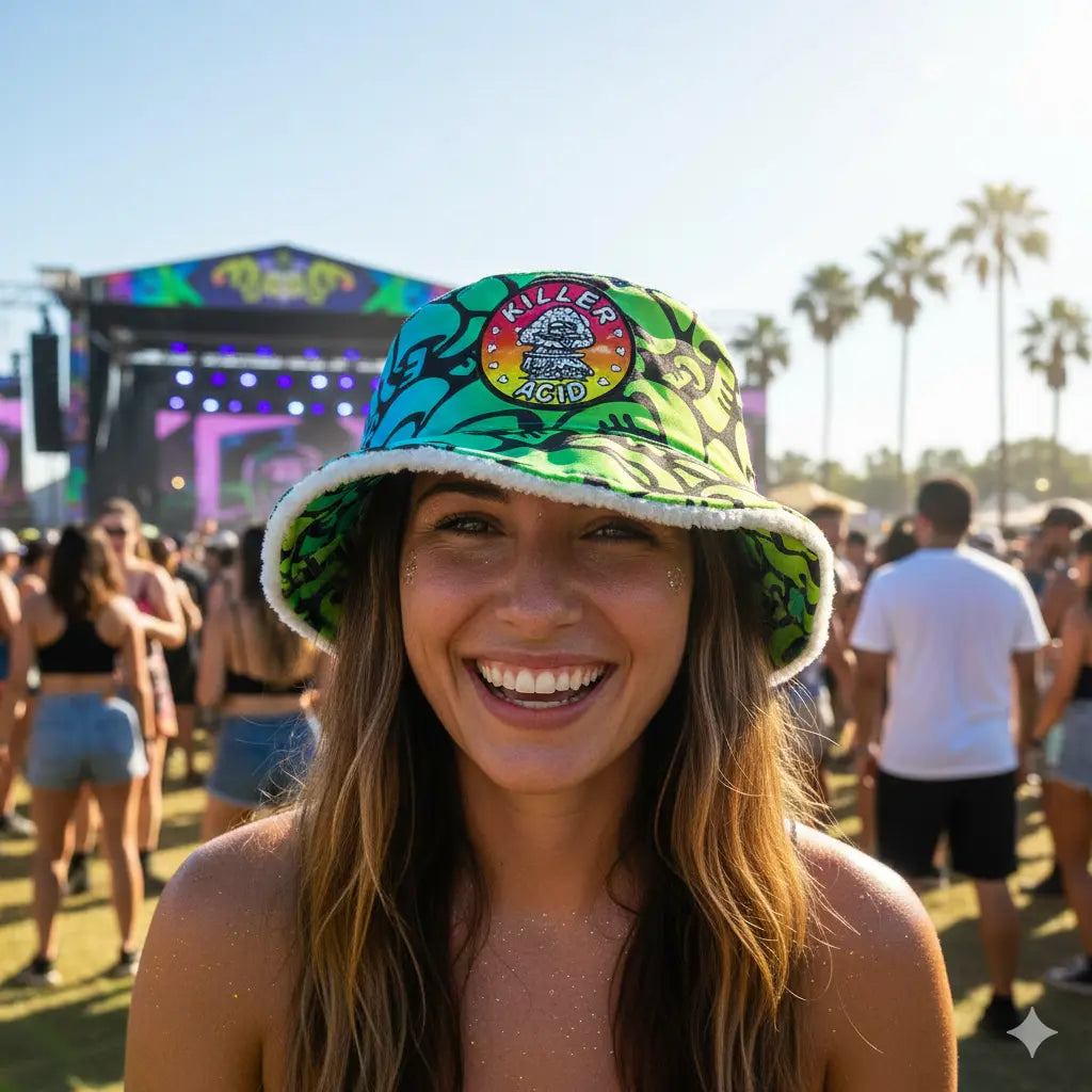 Killer Acid Mushroom Furry Reversible Bucket Hat Grassroots California