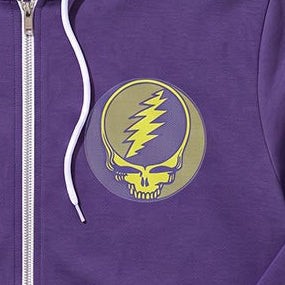 Grateful Dead Purple Yellow Halftone Stealie Hoodie - Purple