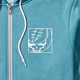 Grateful Dead Embroidered Crop Stealie Hoodie - Teal