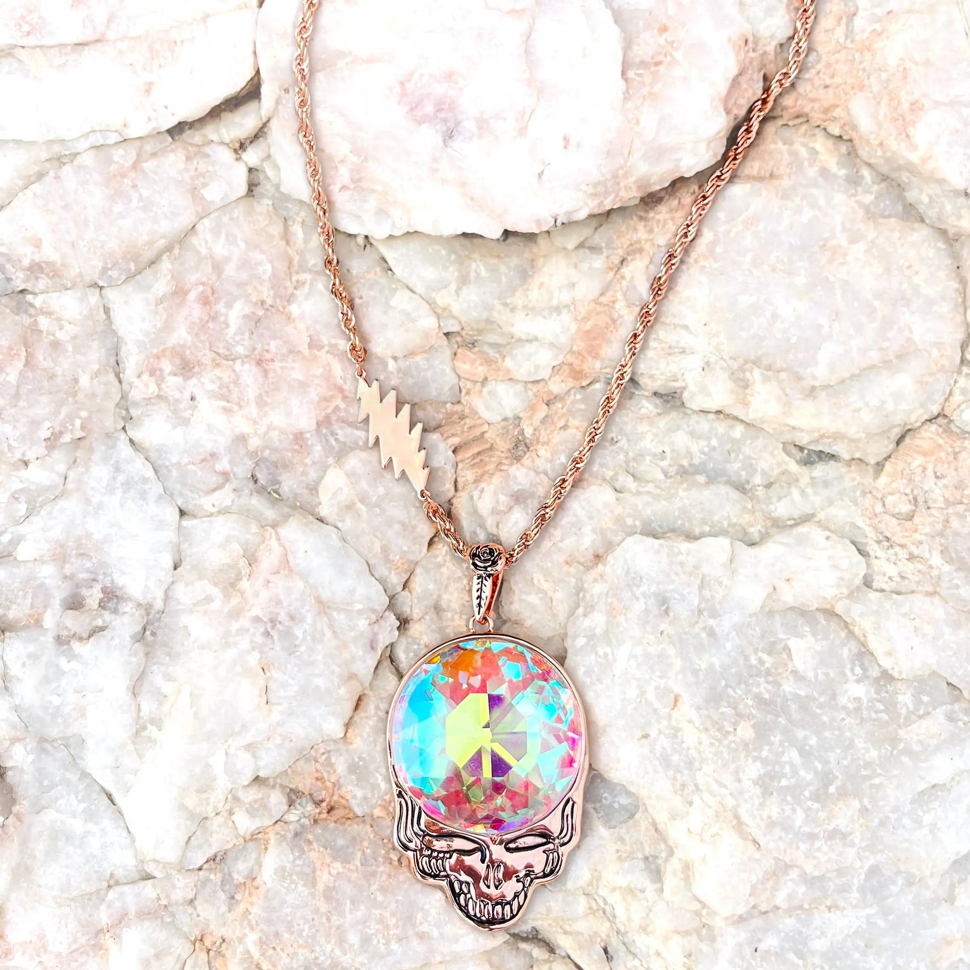 Grateful Dead Steal Your Prism Necklace | Rose Gold Hiouchi Jewels / Rose & Bolt Grateful Dead Jewelry Necklace {{Shop name}}