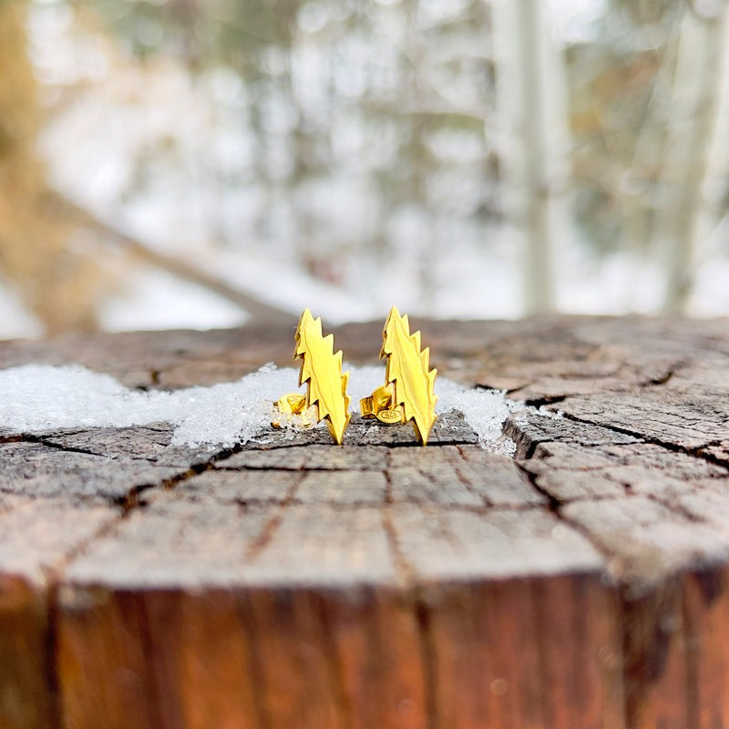 Scarlet Fire Stud Earrings | Gold