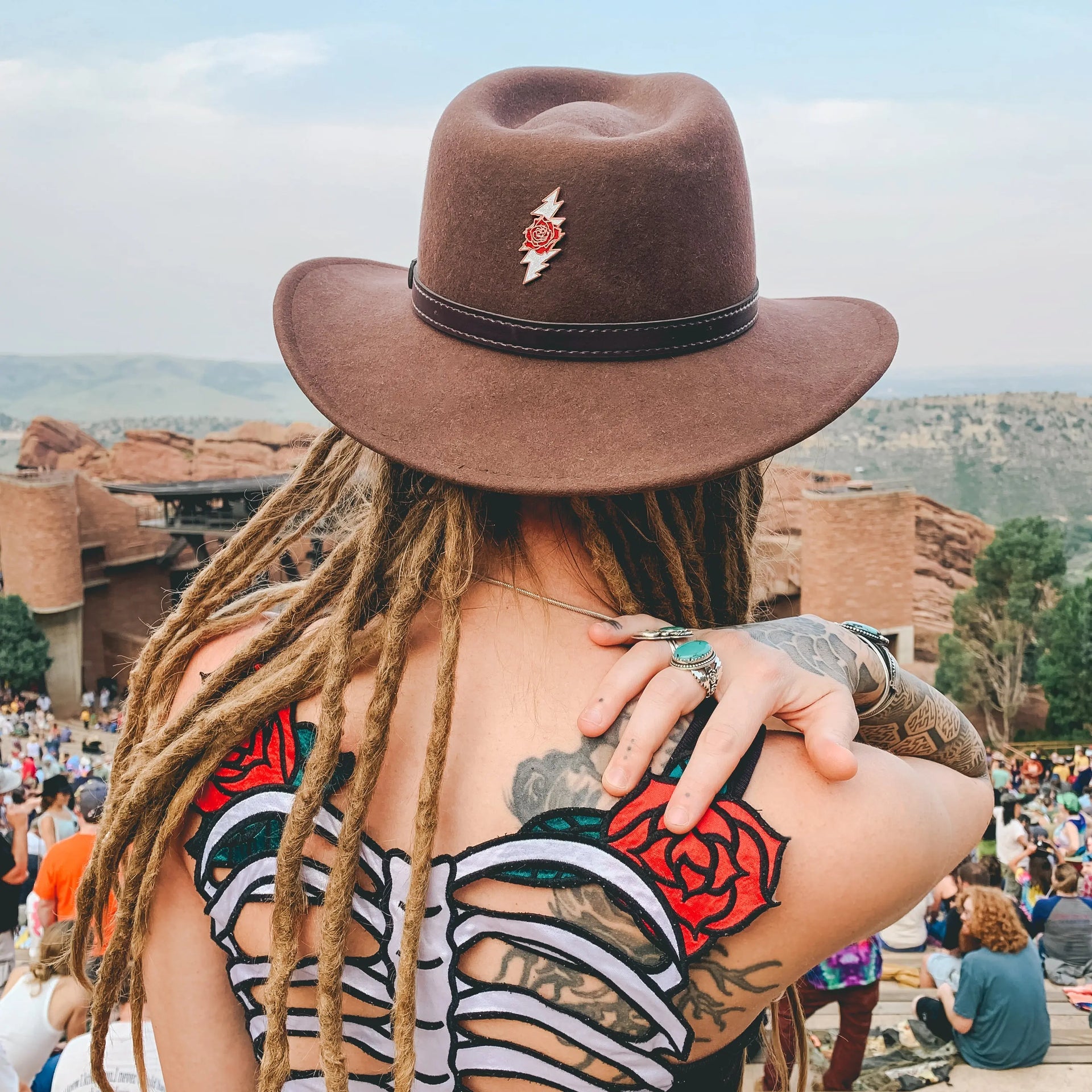 Grateful Dead Rose & Bolt Logo Pin | Rose Gold / Sparkle Hiouchi Jewels / Rose & Bolt Grateful Dead Jewelry Pin {{Shop name}}