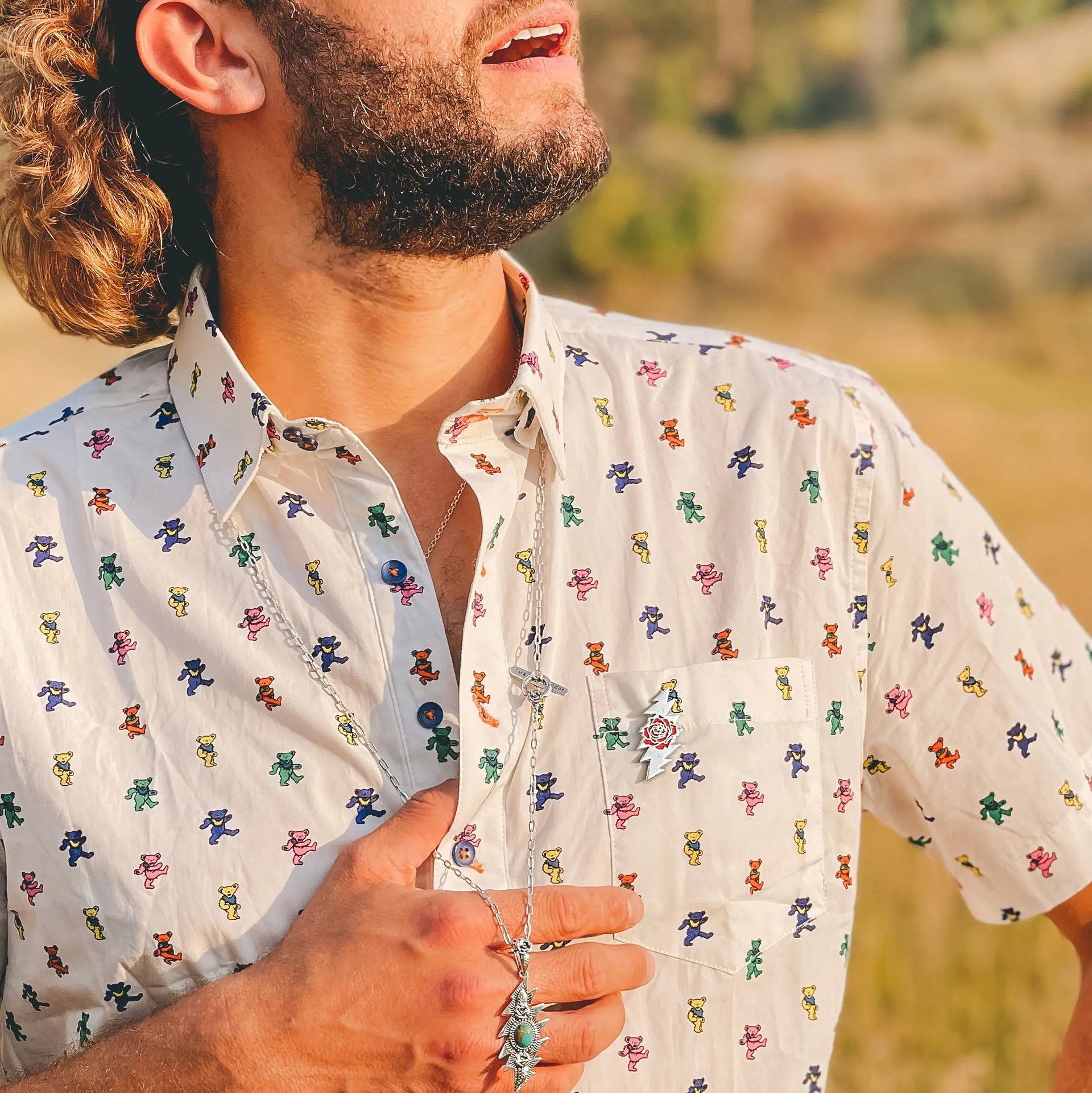 Grateful Dead Rose & Bolt Logo Pin | Silver Hiouchi Jewels / Rose & Bolt Grateful Dead Jewelry Pin {{Shop name}}