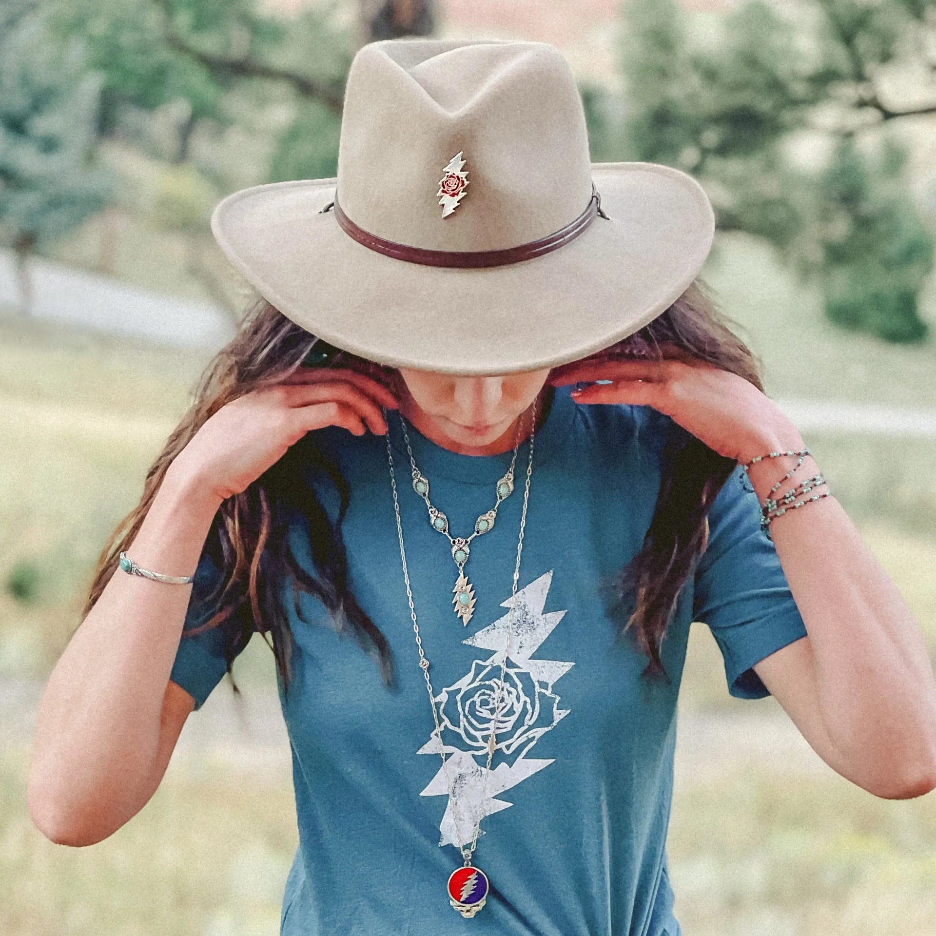 Grateful Dead Rose & Bolt Logo Pin | Silver Hiouchi Jewels / Rose & Bolt Grateful Dead Jewelry Pin {{Shop name}}