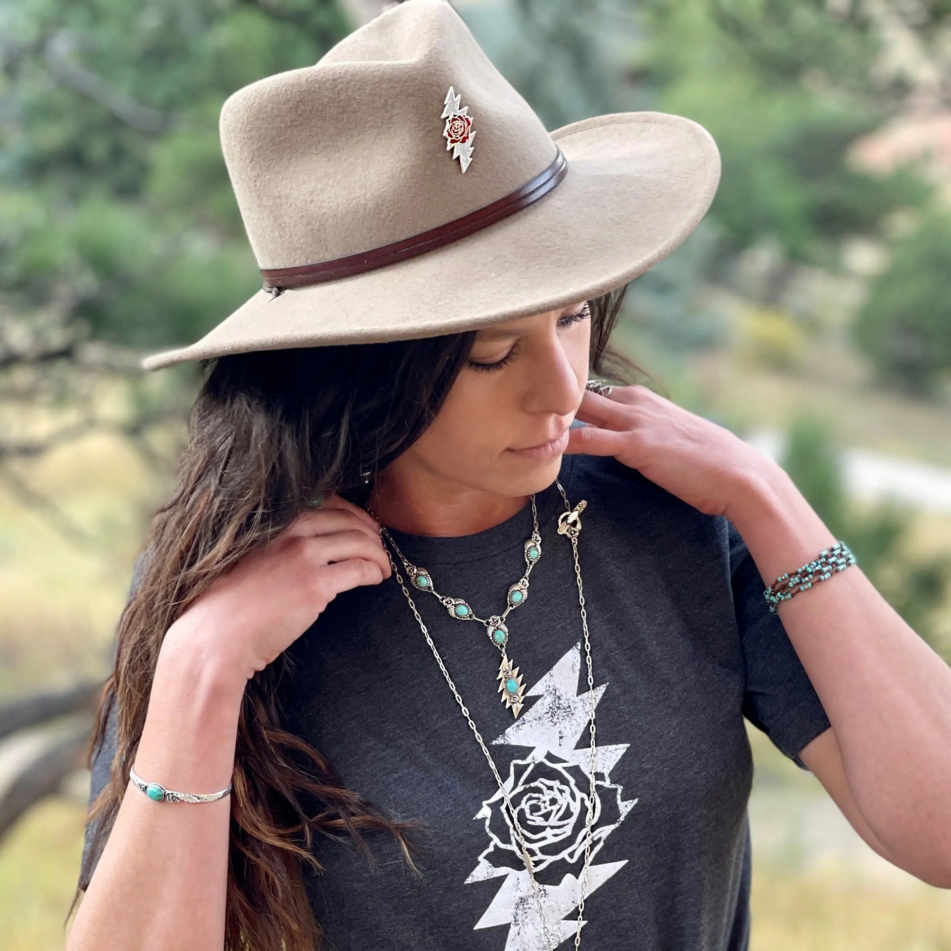 Grateful Dead Grateful Dead Rose & Bolt Logo Pin | Silver / Sparkle Hiouchi Jewels / Rose & Bolt Grateful Dead Jewelry Pin {{Shop name}}