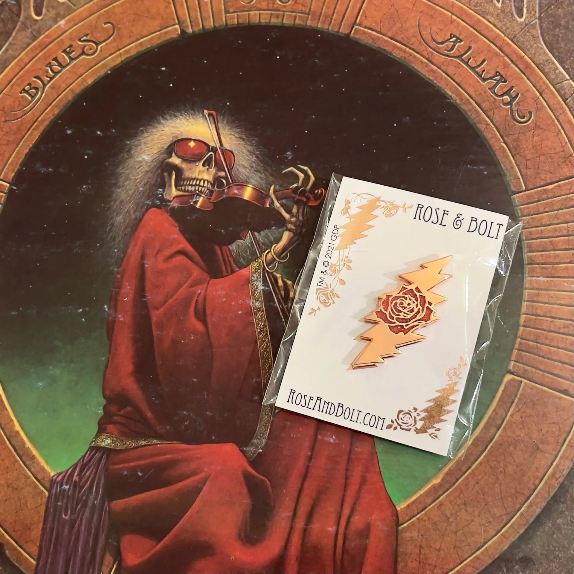 Grateful Dead Rose & Bolt Logo Pin | Rose Gold Hiouchi Jewels / Rose & Bolt Grateful Dead Jewelry Pin {{Shop name}}