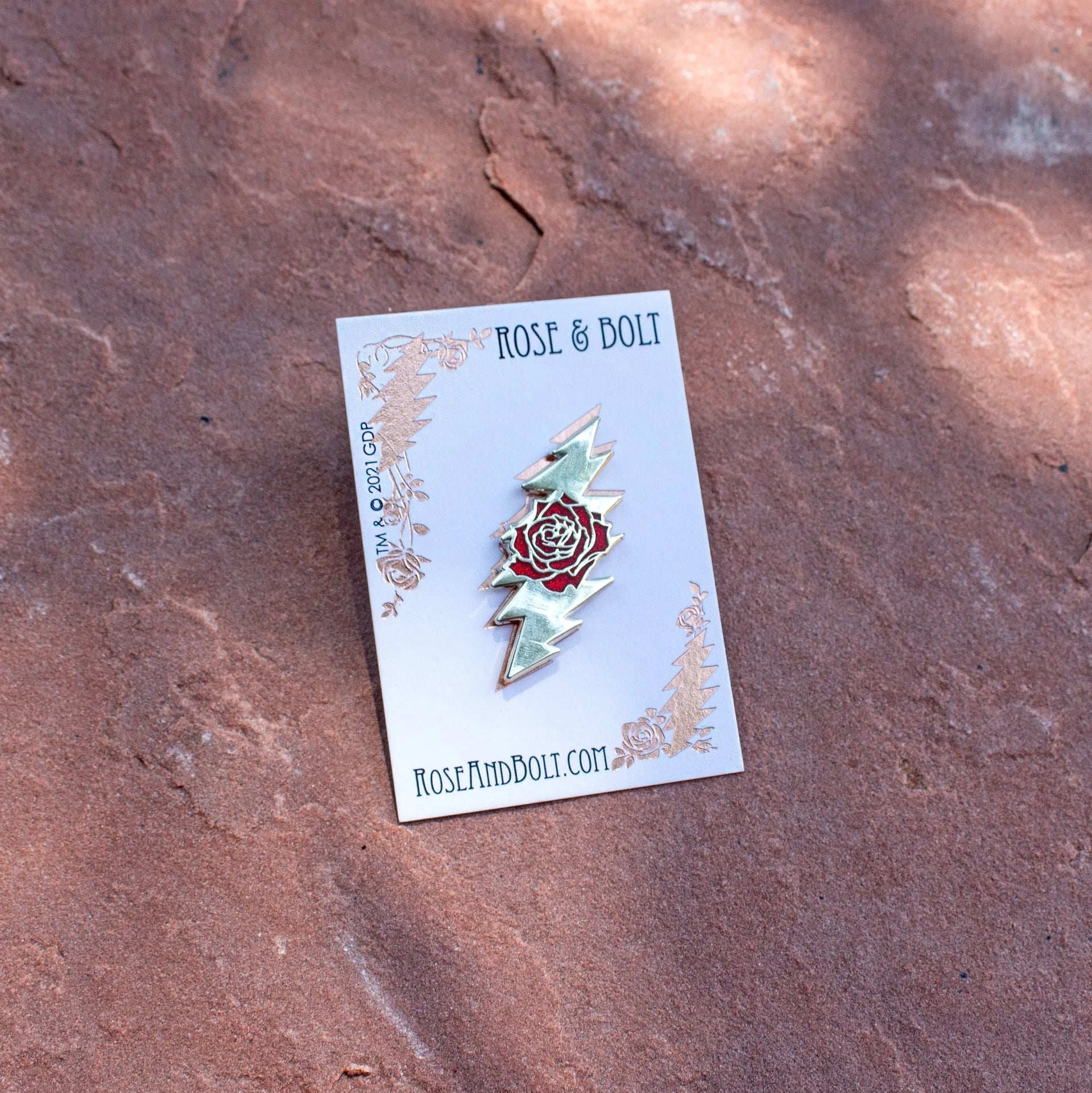 Grateful Dead Rose & Bolt Logo Pin | Silver Hiouchi Jewels / Rose & Bolt Grateful Dead Jewelry Pin {{Shop name}}