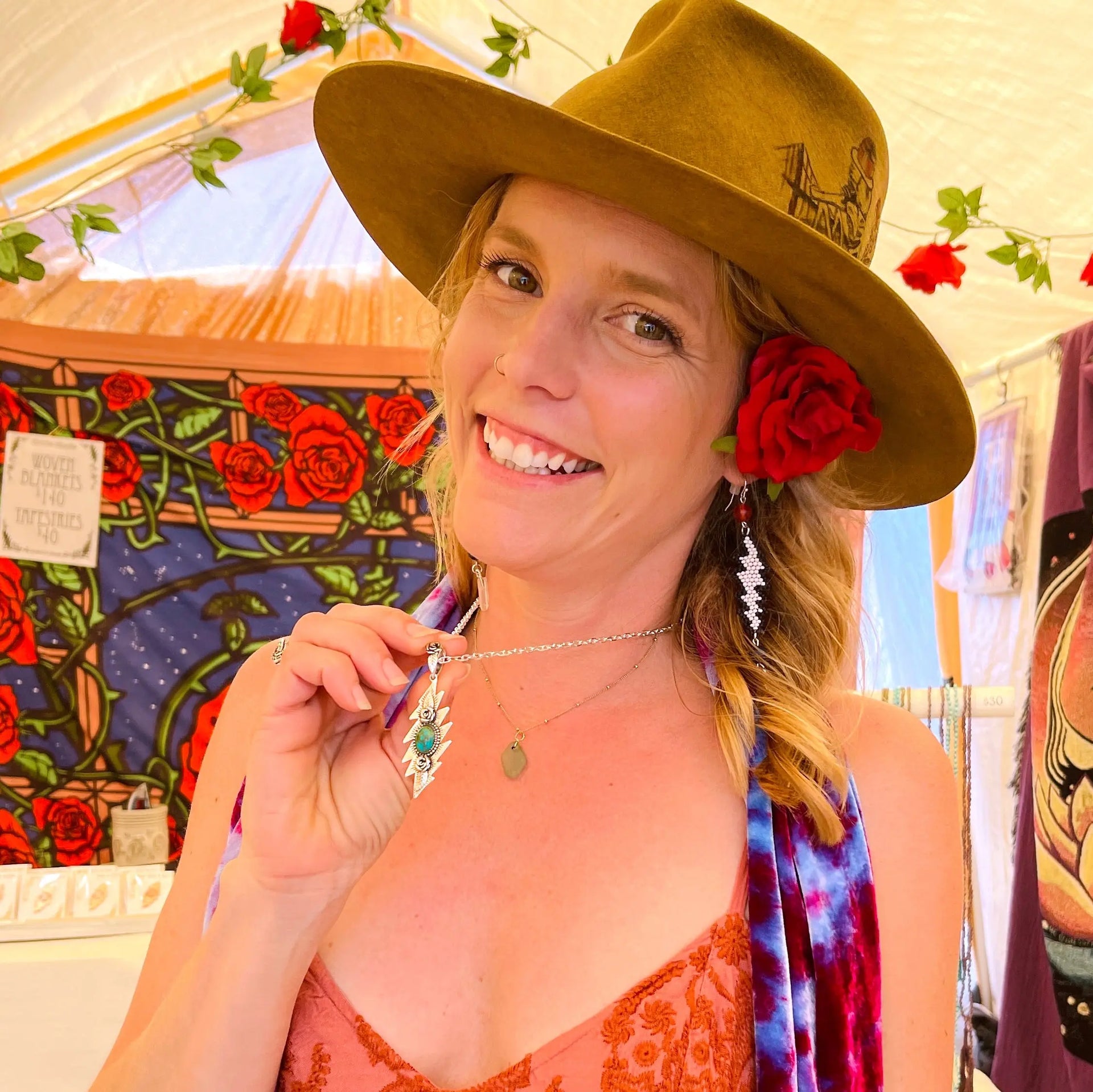 Grateful Dead Lazy Lightning Pendant | Turquoise Hiouchi Jewels / Rose & Bolt Grateful Dead Jewelry Necklace {{Shop name}}