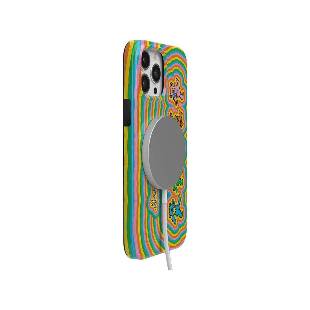 Side View of Grateful Dead iPhone Case with Tie Dye Bears Design