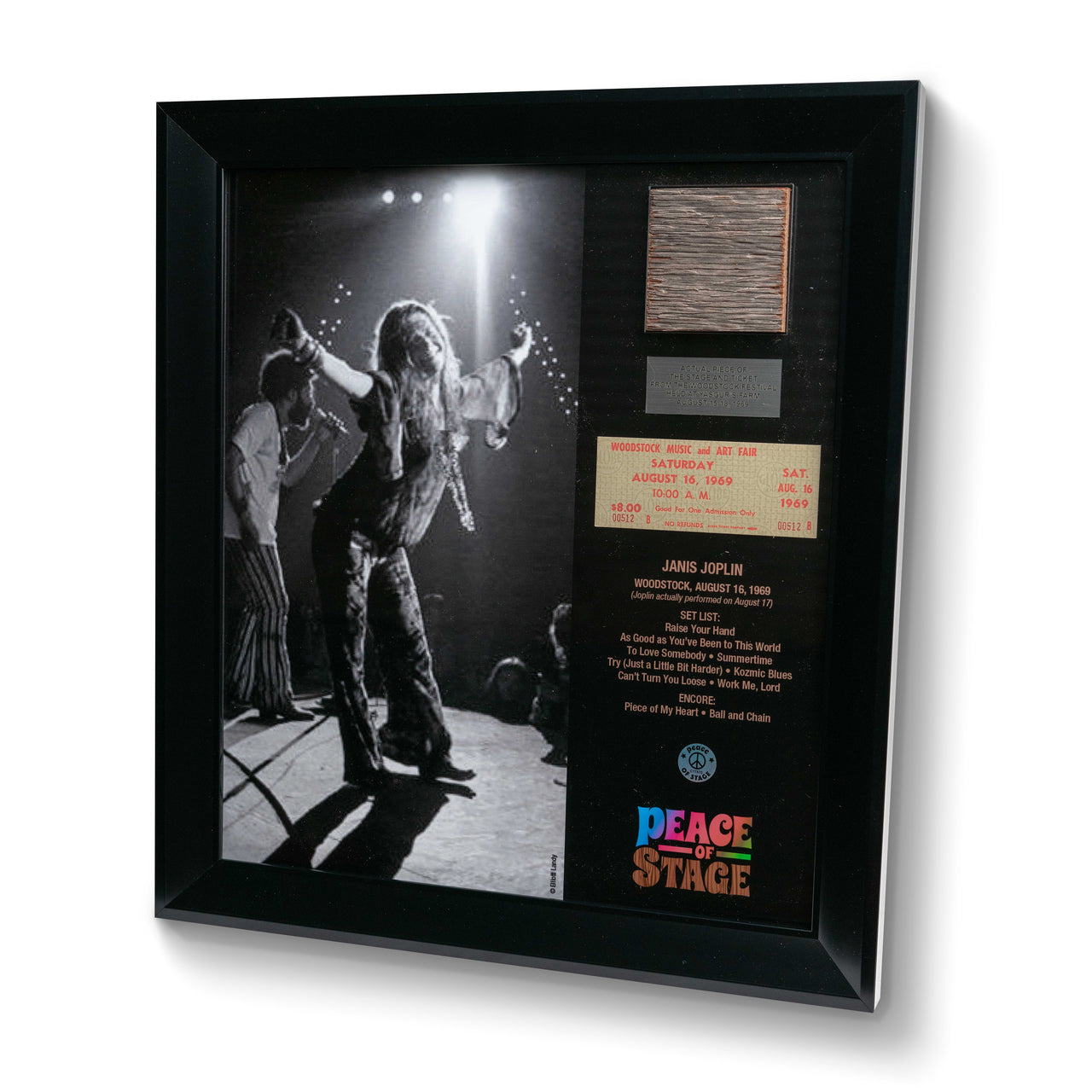 Janis Joplin | Framed Woodstock Stage and Original Ticket