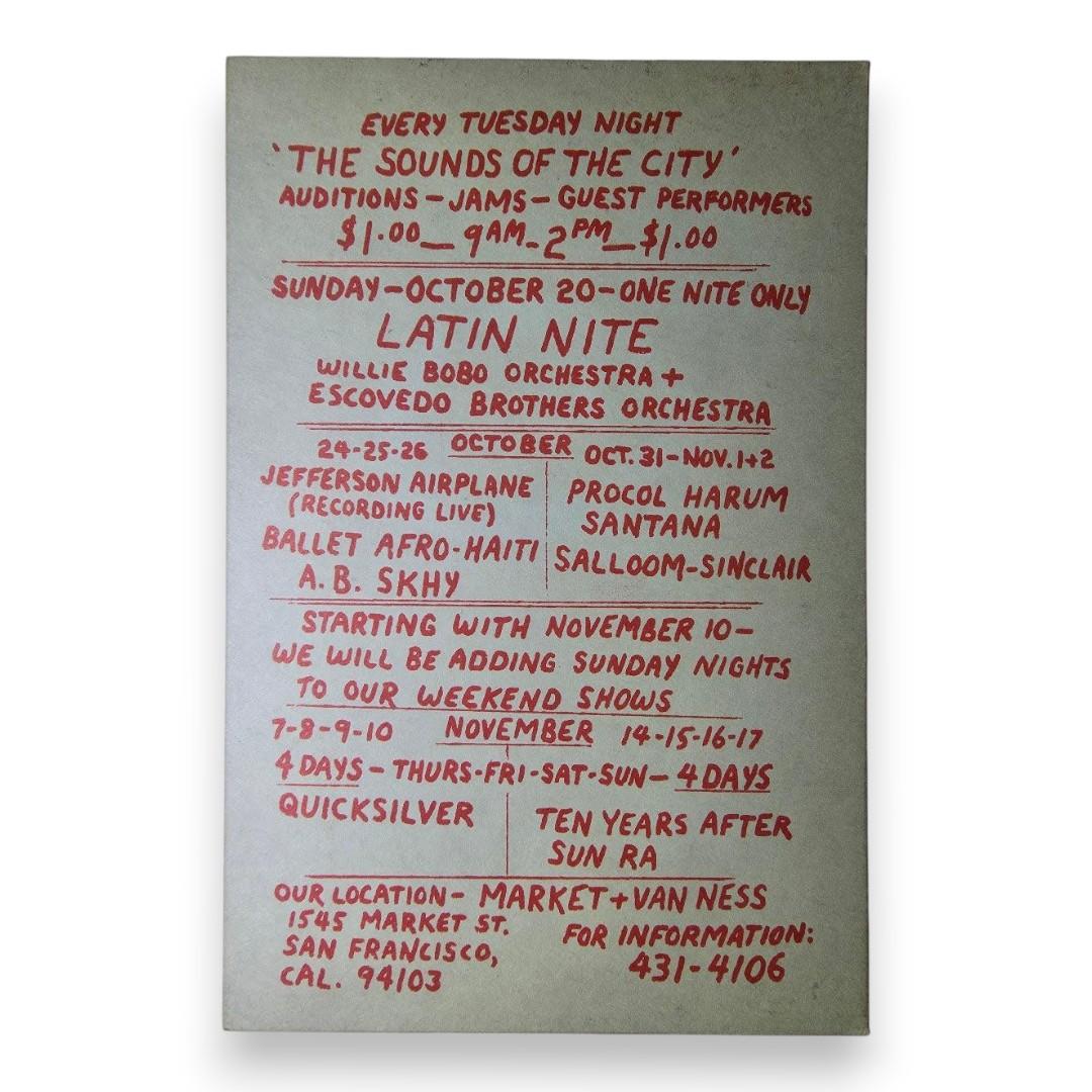 Jefferson Airplane, Ballet Afro-Haiti, A.B. Skhy – The Fillmore West, San Francisco (Oct 24–26, 1968) by Lee Conklin (Handbill)