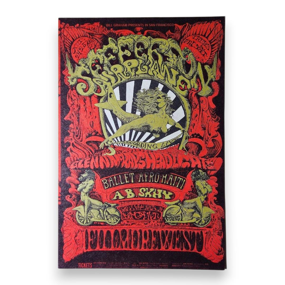 Jefferson Airplane, Ballet Afro-Haiti, A.B. Skhy – The Fillmore West, San Francisco (Oct 24–26, 1968) by Lee Conklin (Handbill)