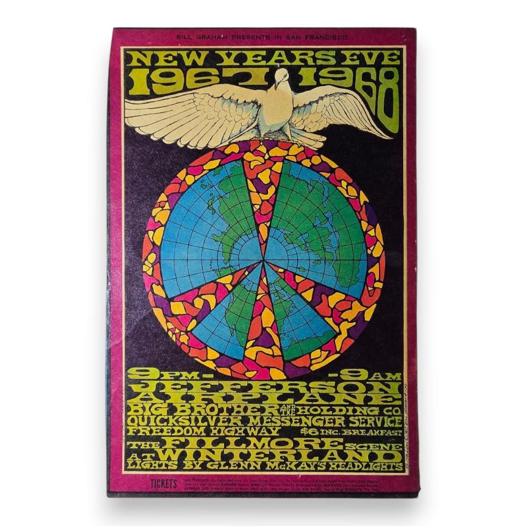 Jefferson Airplane, Big Brother & The Holding Co., Quicksilver Messenger Service – Winterland, San Francisco (Dec 31, 1967) by Bonnie MacLean (Handbill)