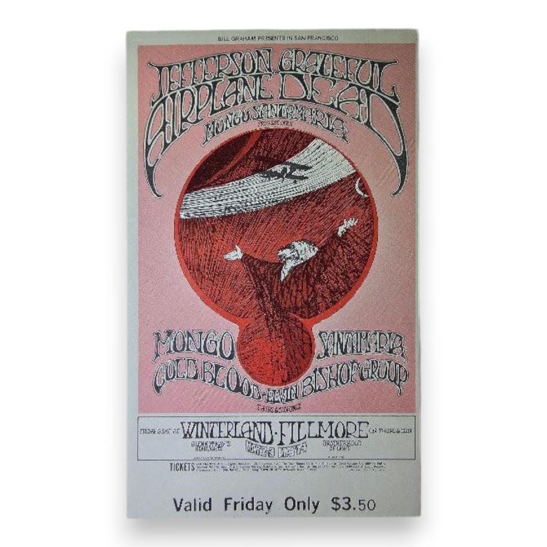 Jefferson Airplane, Grateful Dead, Cold Blood, Elvin Bishop – The Fillmore, San Francisco (May 2, 1969) by Randy Tuten (Concert Ticket – Valid Friday Only, Excellent Condition)