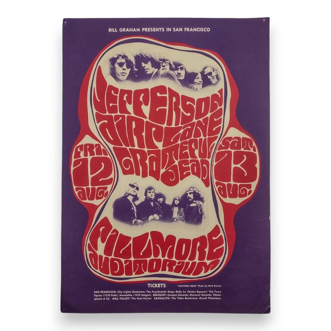 Jefferson Airplane, Grateful Dead – The Fillmore, San Francisco (Aug 12–13, 1966) by Wes Wilson (3rd Edition, Fair Condition)