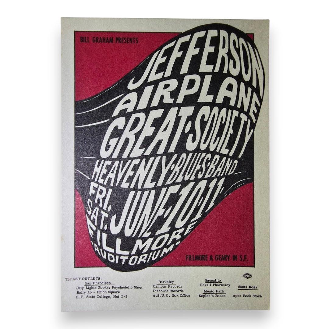 Jefferson Airplane, Great Society, The Heavenly Blues Band, The Fillmore by Wes Wilson | June 10-11, 1966 | Vintage Postcard