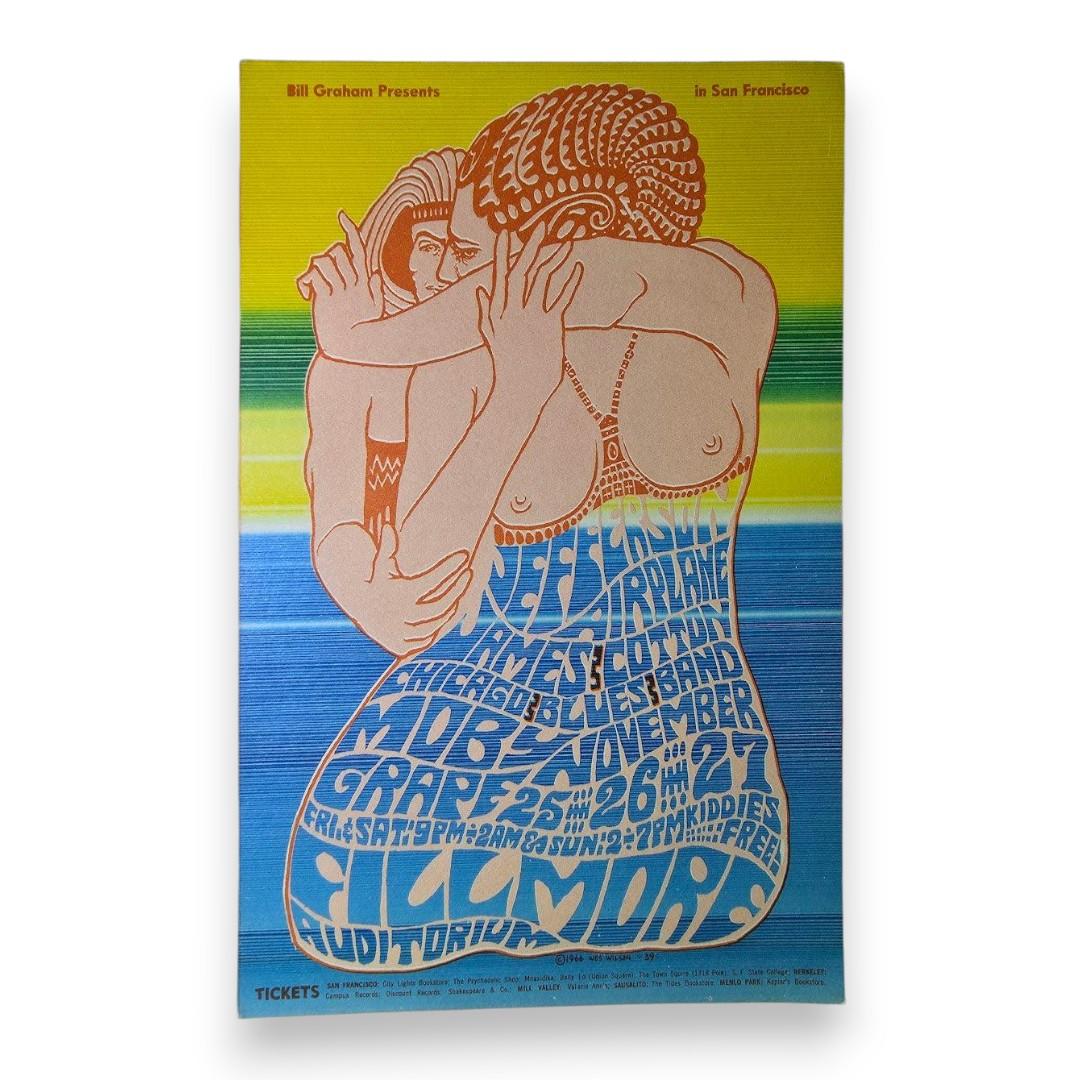 Jefferson Airplane, James Cotton Blues Band, Moby Grape, The Fillmore by Wes Wilson | November 25-27, 1966 | Vintage Postcard
