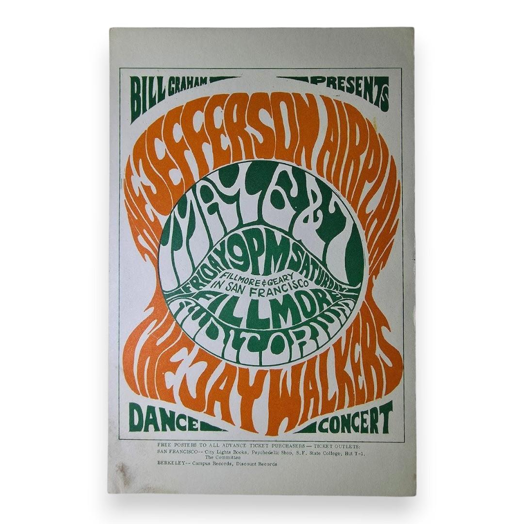 Jefferson Airplane, The Jaywalkers, The Fillmore by Wes Wilson | May 6-7, 1966 | Vintage Postcard - Front