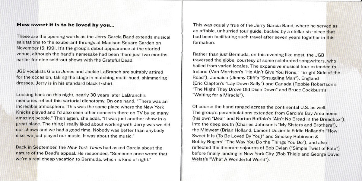 Jerry Garcia Band – GarciaLive Vol. 16: November 15th, 1991 Madison Square Garden (3–CD) - Detail
