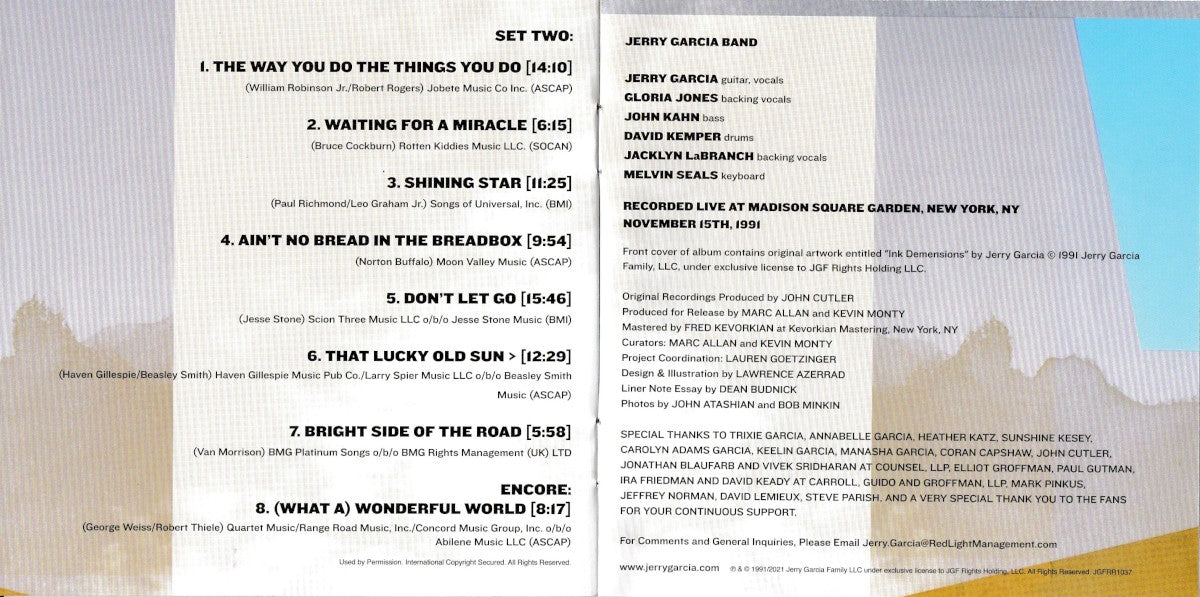 Jerry Garcia Band – GarciaLive Vol. 16: November 15th, 1991 Madison Square Garden (3–CD) - Additional View