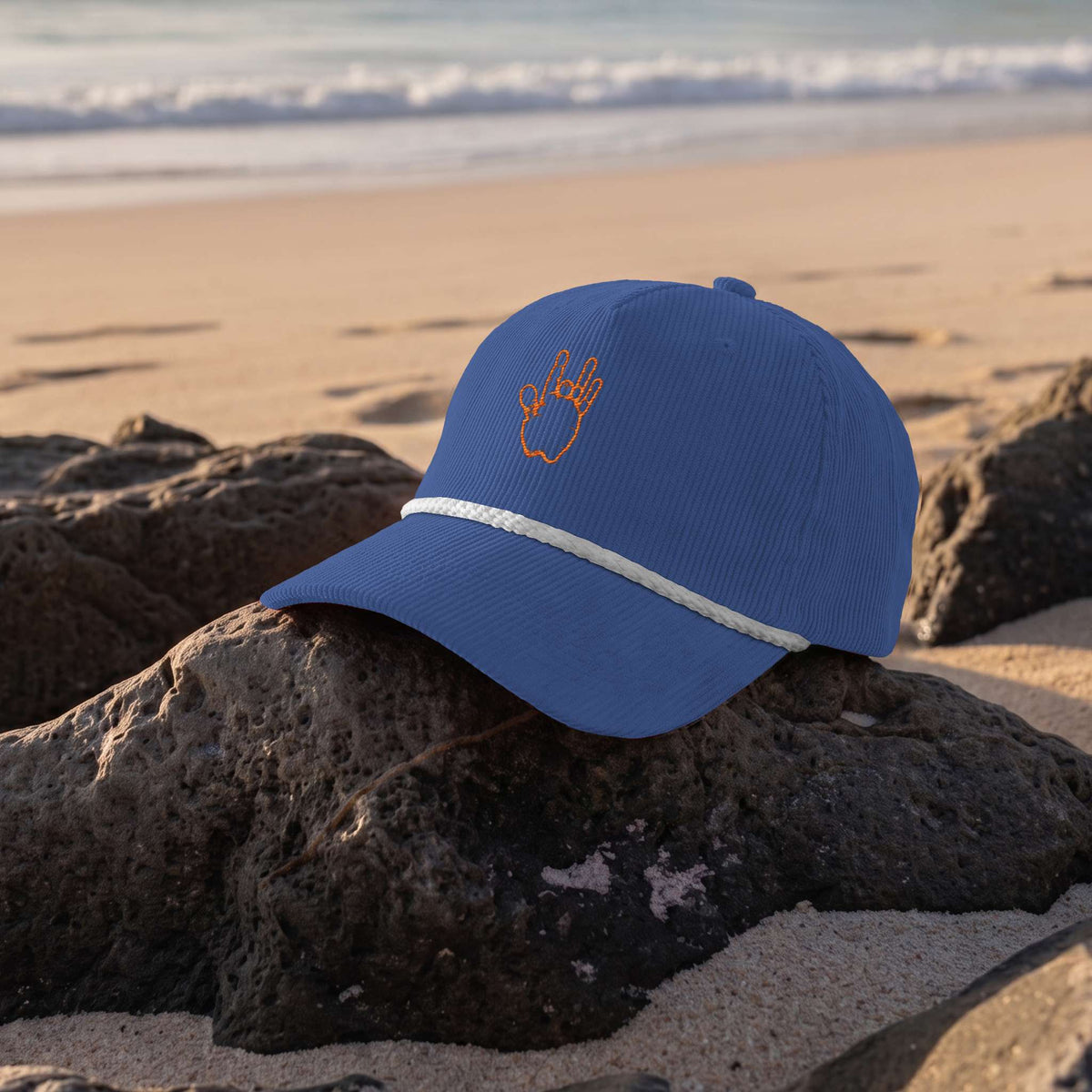 Jerry Garcia Embroidered Hand Corduroy Rope Cap - Royal