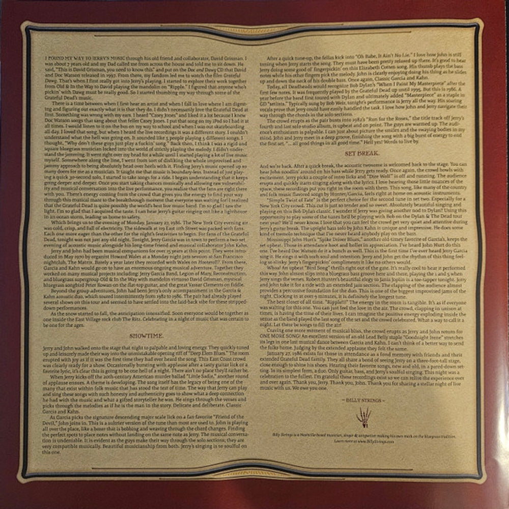 Jerry Garcia – GarciaLive Vol. 14: January 27th, 1986 - The Ritz (Red 2-LP Vinyl) - Side View