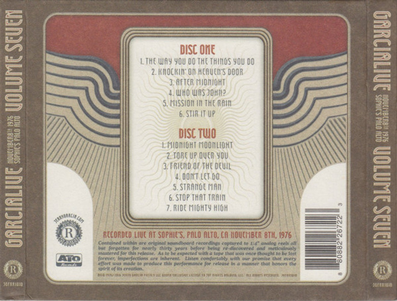Jerry Garcia – GarciaLive Vol. 7: November 8th, 1976 Sophie's Palo Alto (2-CD) - Detail