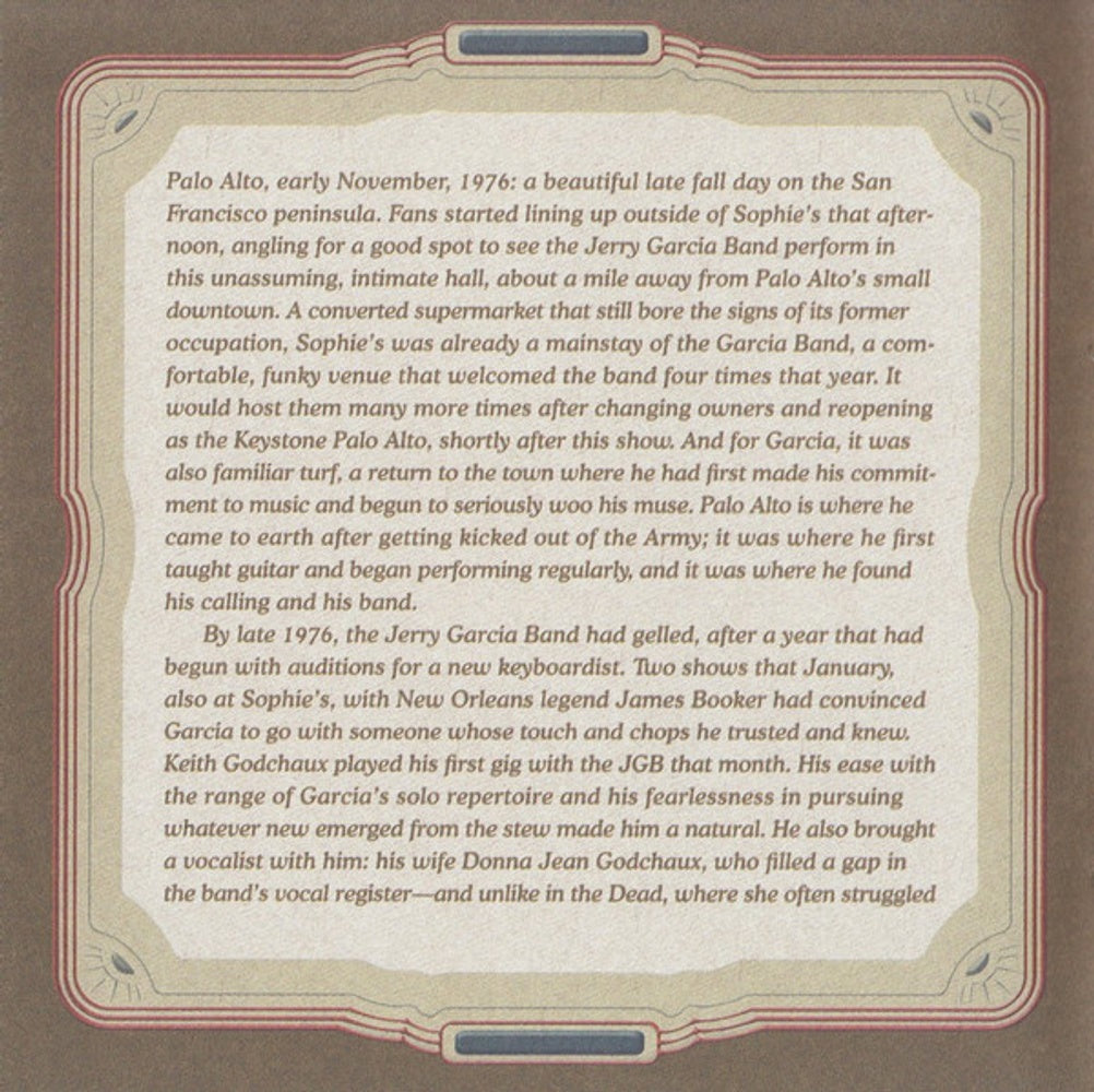 Jerry Garcia – GarciaLive Vol. 7: November 8th, 1976 Sophie's Palo Alto (2-CD) - Additional View