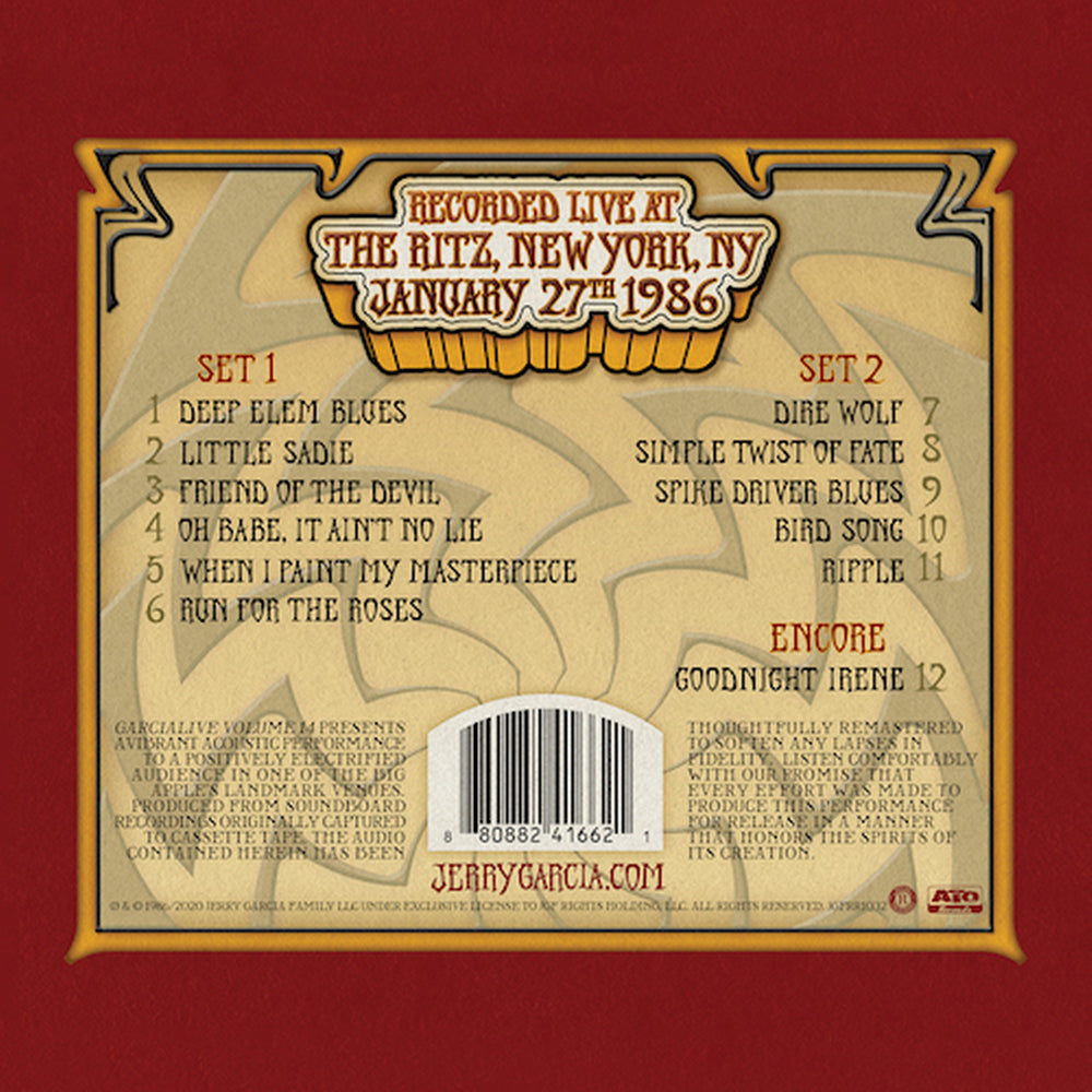 Jerry Garcia & John Kahn – GarciaLive Vol. 14: January 27th, 1986 The Ritz (CD) - Detail