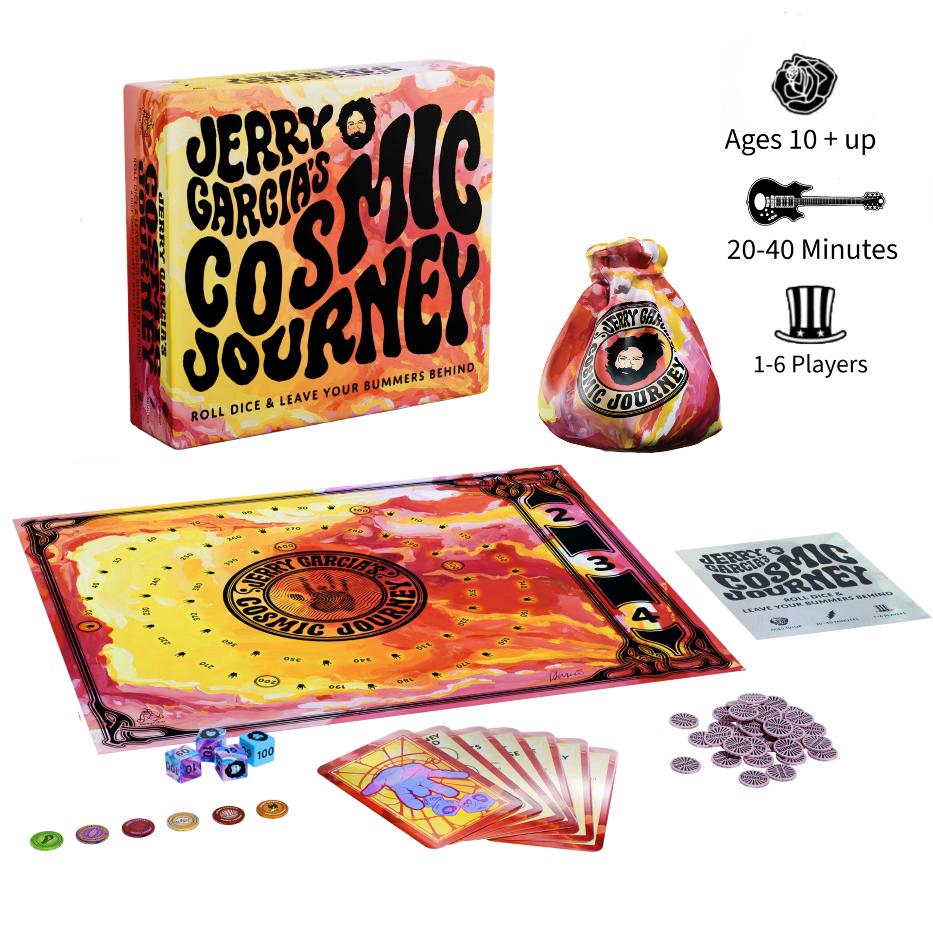 Jerry Garcia's Cosmic Journey Dice Game: Jerry Beats Bummers Gift Set - Close-Up