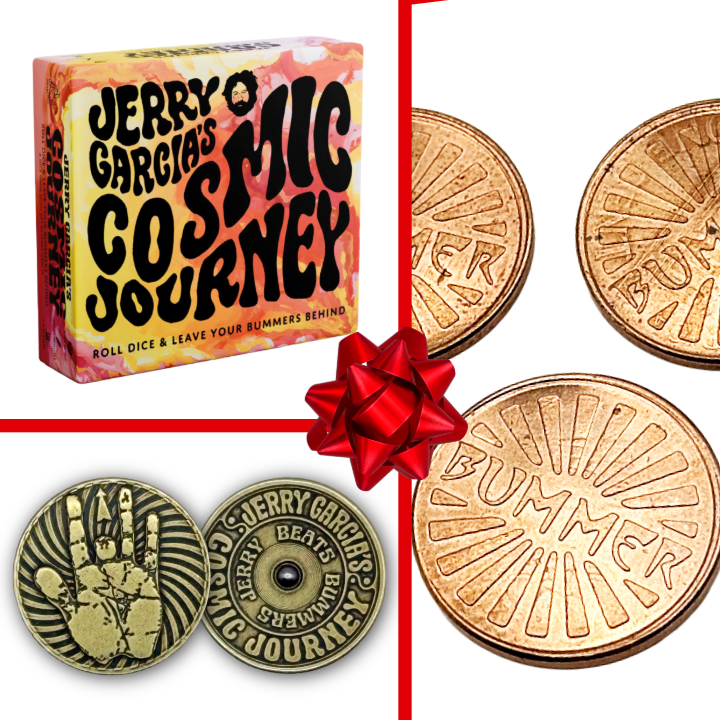Jerry Garcia's Cosmic Journey Dice Game: Jerry Beats Bummers Gift Set - Front