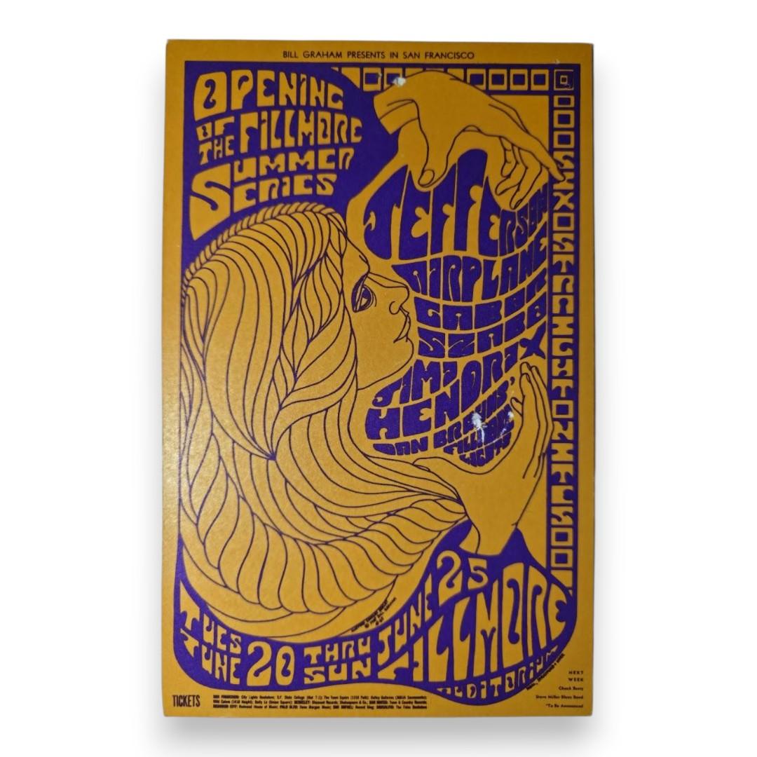 Jimi Hendrix, Jefferson Airplane – The Fillmore, San Francisco (Jun 20–25, 1967) by Clifford Charles Seeley (Handbill)